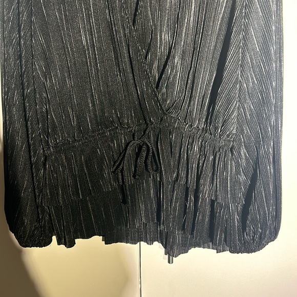 Zara Pleated Blouse Wrap Top Front Tie - Picture 3 of 6